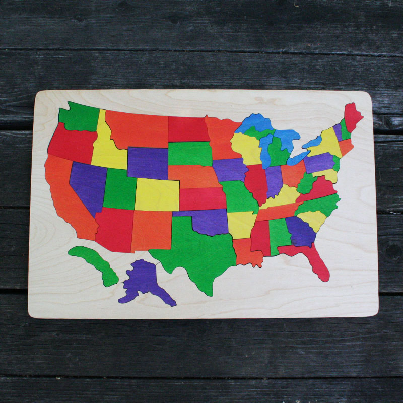 USA wood puzzle map